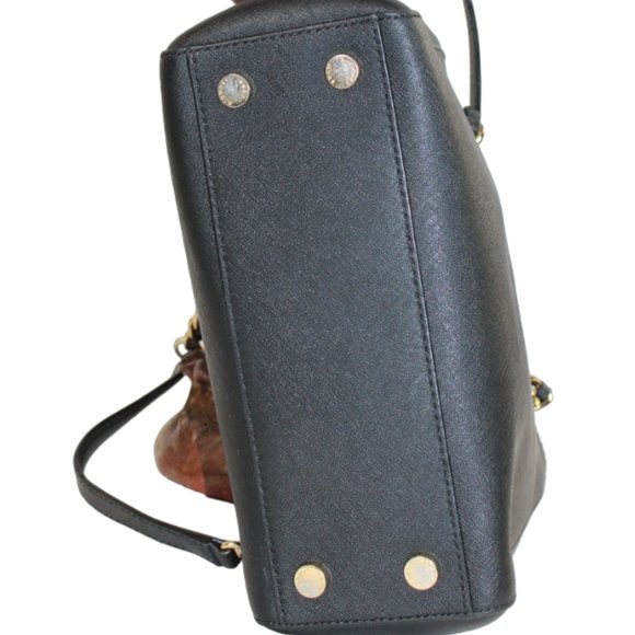 Michael Kors Susannah Black Saffiano Leather Structured Satchel Tote - Picture 8 of 12